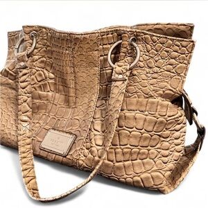 Rosetti Faux Croc-Embossed Tan Handbag